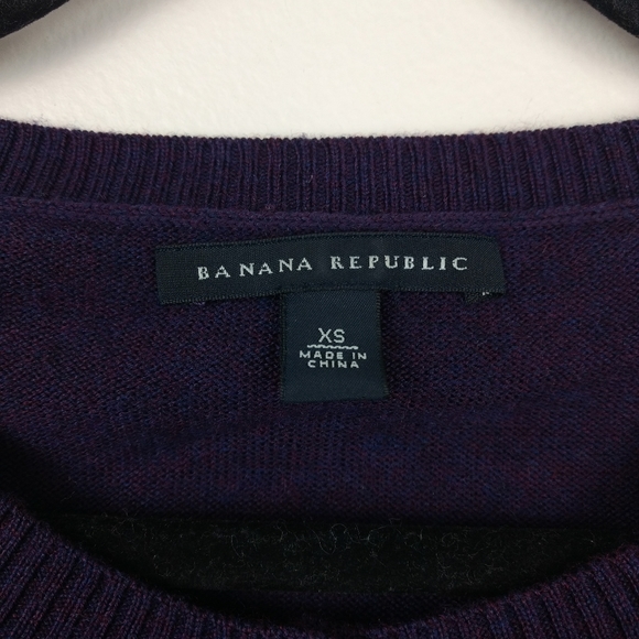 BANANA REPUBLIC Dark Purple Merino Wool Fower Button Cardigan - Picture 3 of 5